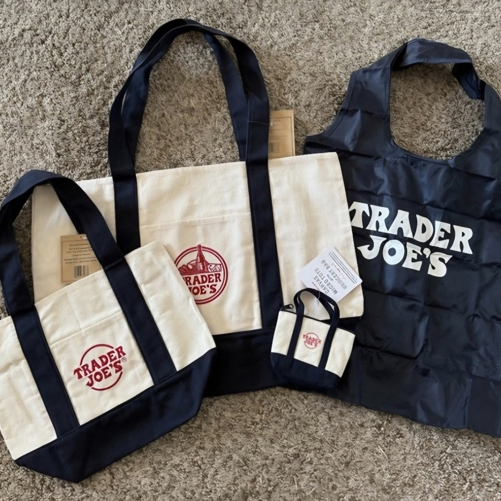 💙Trader Joe's Navy Blue Canvas Tote Set